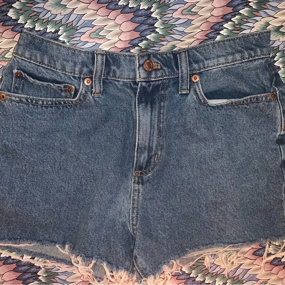 PINK Victoria's Secret Blue Jean Shorts High-Waisted - Picture 2 of 3